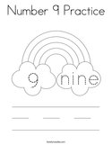 Number 9 Practice Coloring Page