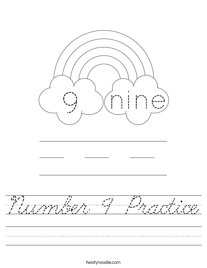 Number 9 Practice Worksheet