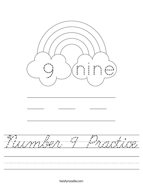 Number 9 Practice Worksheet