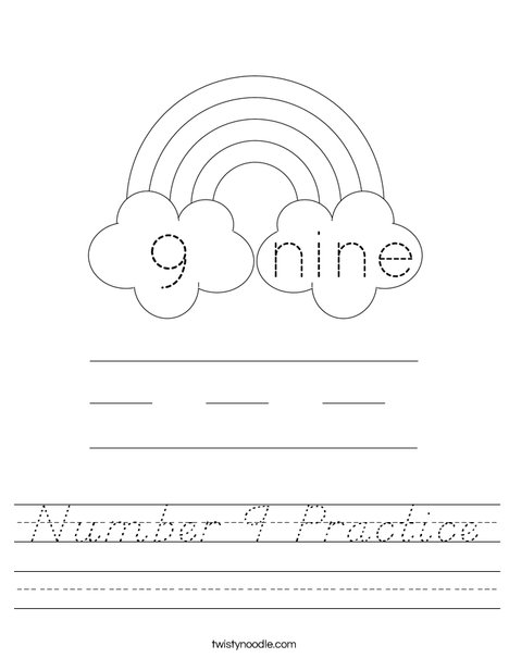 Number 9 Practice Worksheet