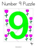 Number 9 Puzzle Coloring Page