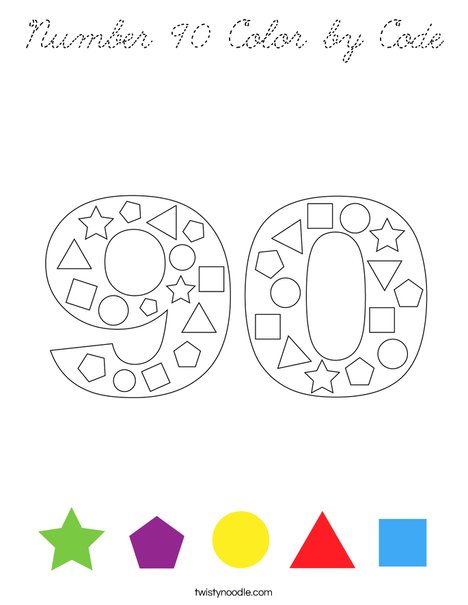 Number 90 Color by Code Coloring Page