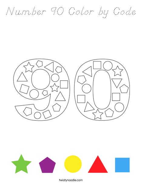 Number 90 Color by Code Coloring Page