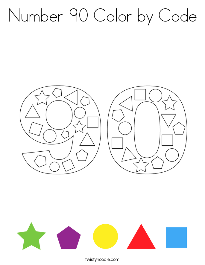 Number 90 Color by Code Coloring Page