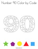Number 90 Color by Code Coloring Page