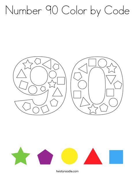 Number 90 Color by Code Coloring Page