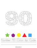 Number 90 Color by Code Worksheet
