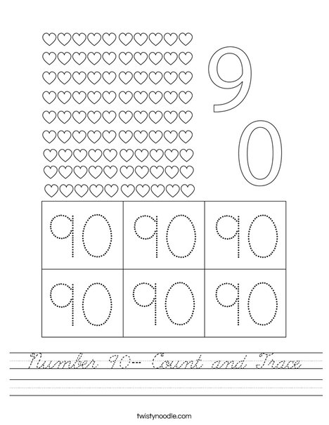 Number 90- Count and Trace Worksheet