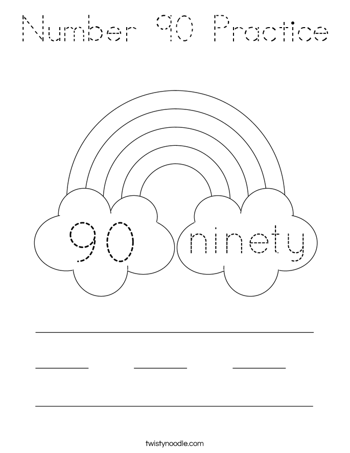 Number 90 Practice Coloring Page