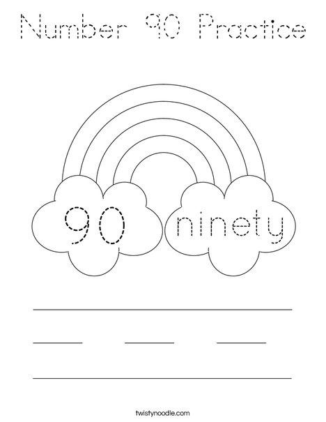 Number 90 Practice Coloring Page