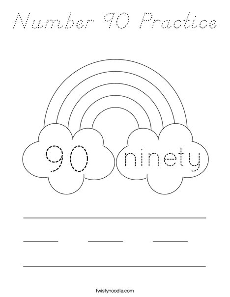Number 90 Practice Coloring Page