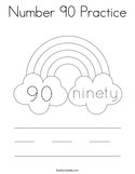 Number 90 Practice Coloring Page