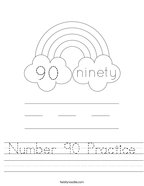 Number 90 Practice Handwriting Sheet