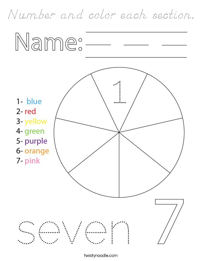 Number and color each section. Coloring Page