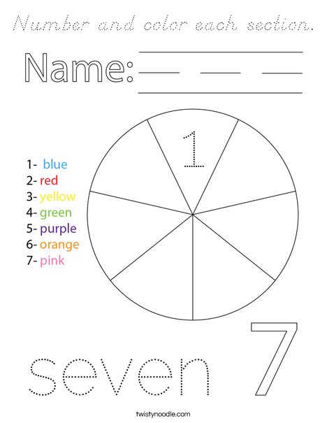 Number and color the 7 triangles. Coloring Page