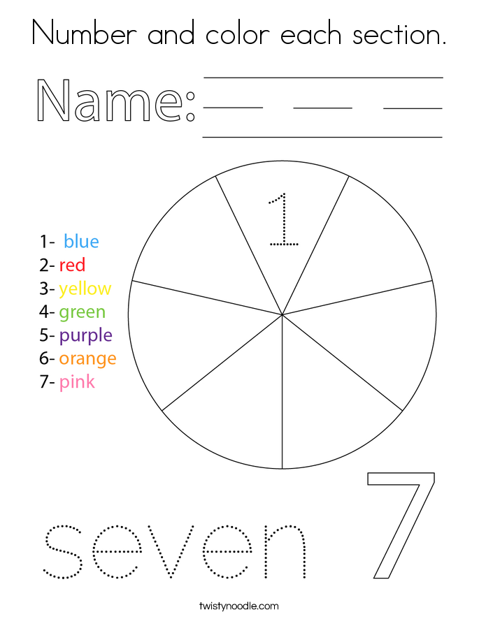 Number and color each section. Coloring Page