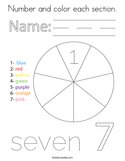 Number and color each section Coloring Page