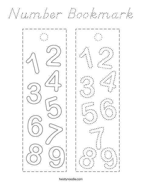 Number Bookmark Coloring Page