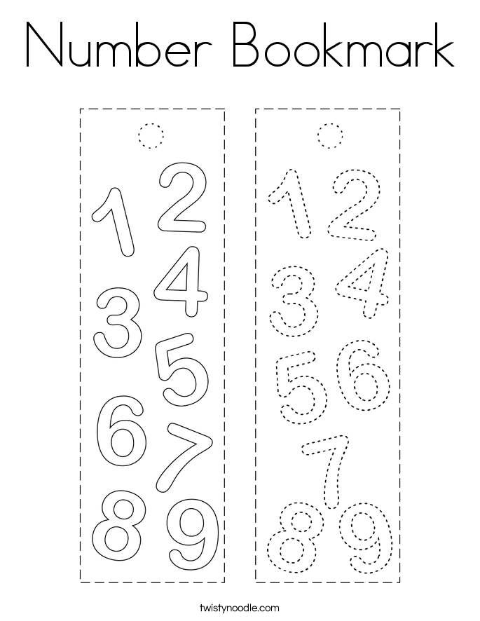 Number Bookmark Coloring Page