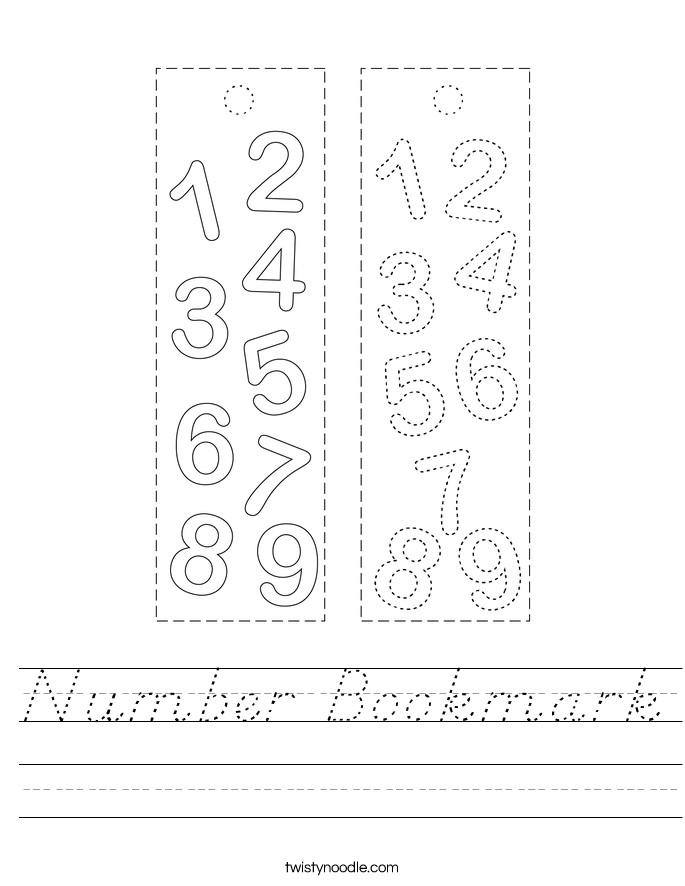 Number Bookmark Worksheet