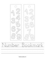 Number Bookmark Handwriting Sheet