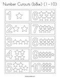 Number Cutouts (b&w) (1-10) Coloring Page