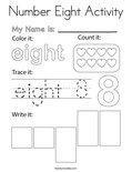 Number Eight Activity Coloring Page