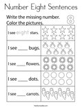 Number Eight Sentences Coloring Page