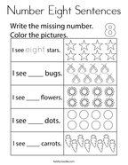 Number Eight Sentences Coloring Page