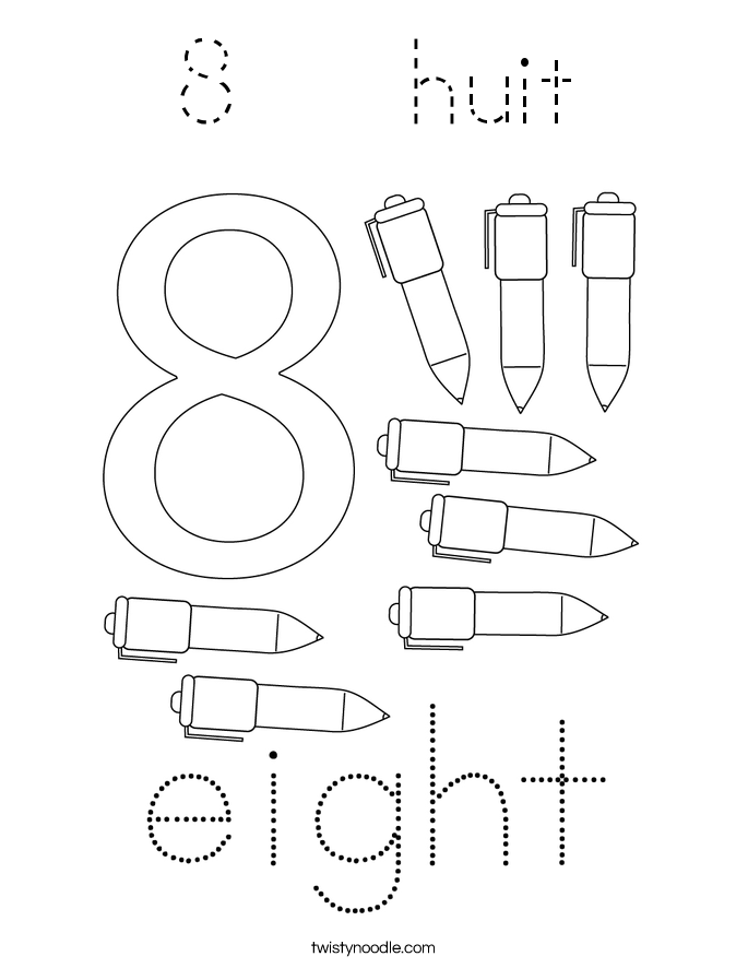 8   huit Coloring Page