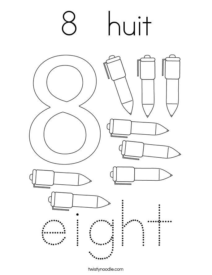 8   huit Coloring Page