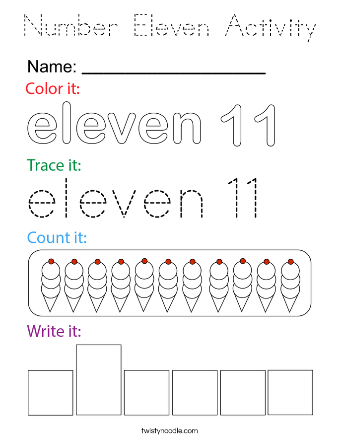 Number Eleven Activity Coloring Page