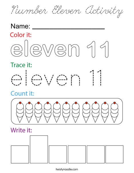 Number Eleven Activity Coloring Page