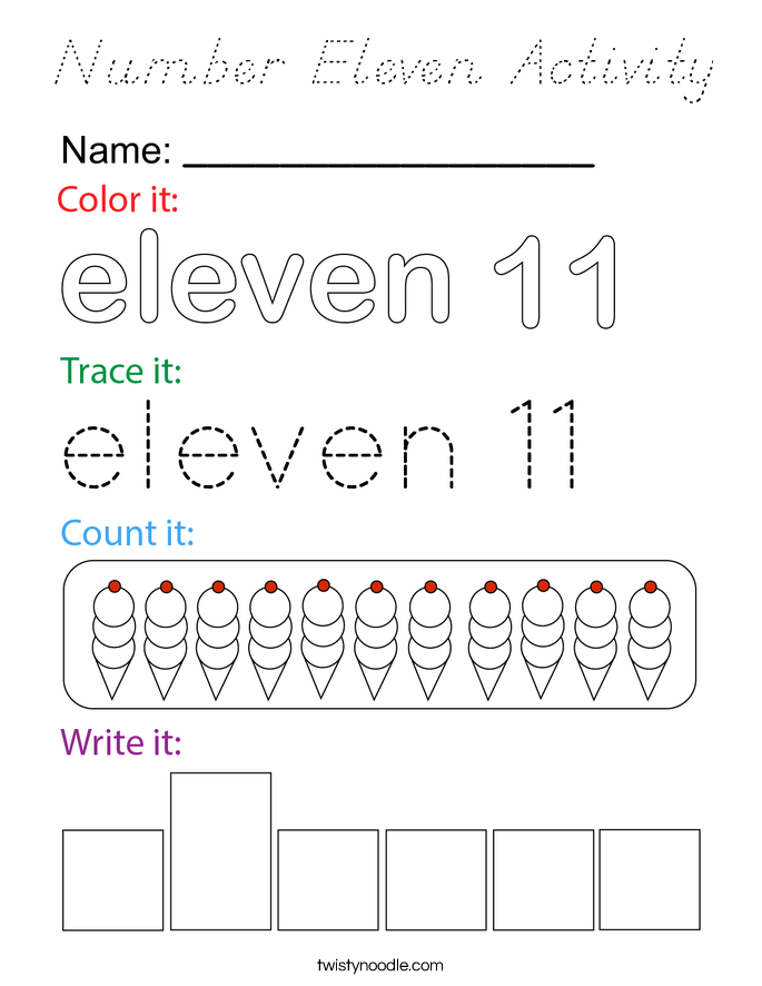 Number Eleven Activity Coloring Page