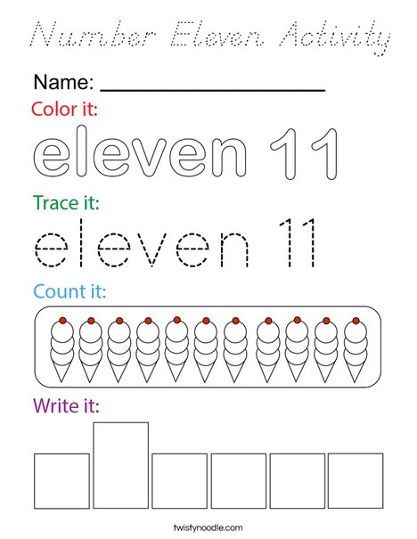 Number Eleven Activity Coloring Page