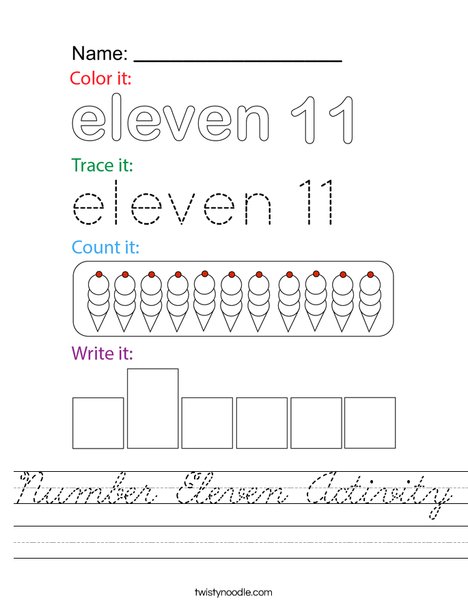 Number Eleven Activity Worksheet