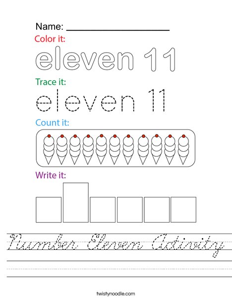 Number Eleven Activity Worksheet