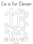 Ee is for Eleven Coloring Page
