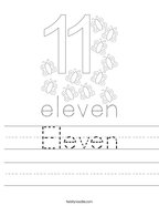 Eleven Handwriting Sheet