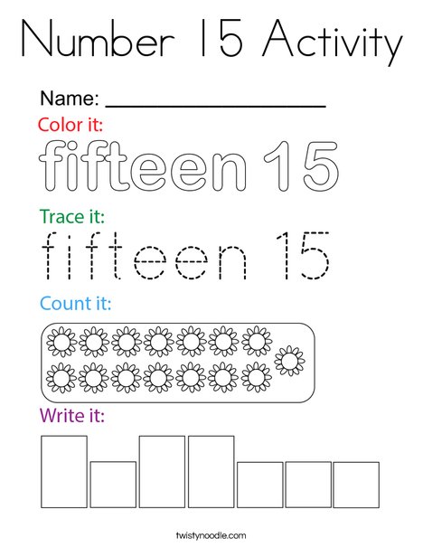 Number Fifteen Activity Coloring Page