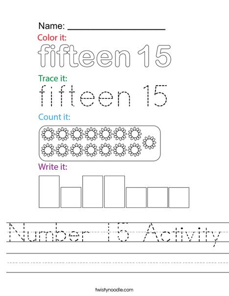 Number Fifteen Activity Worksheet