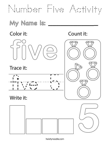 Number Five Activity Coloring Page