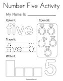 Number Five Activity Coloring Page