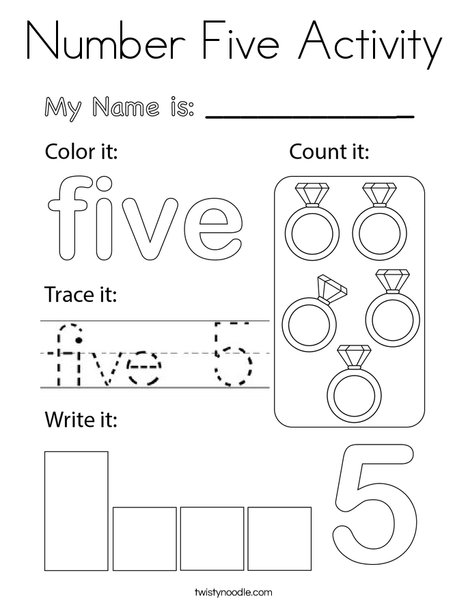 Number Five Activity Coloring Page