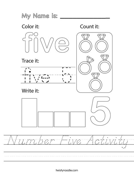 Number Five Activity Worksheet