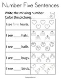 Number Five Sentences Coloring Page