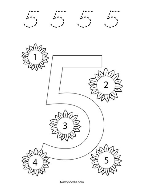Number Five Coloring Page