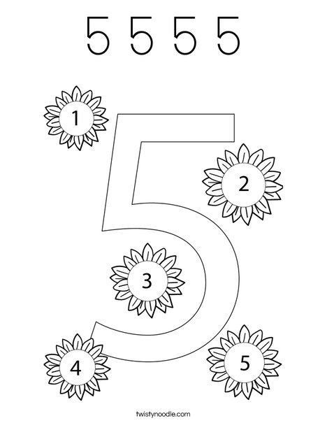 Number Five Coloring Page