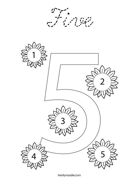 Number Five Coloring Page