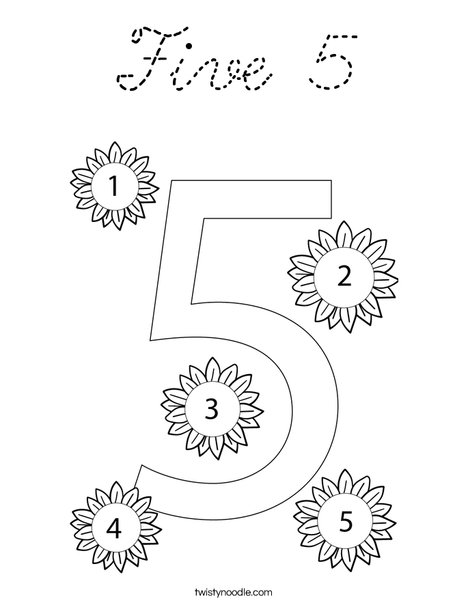 Number Five Coloring Page